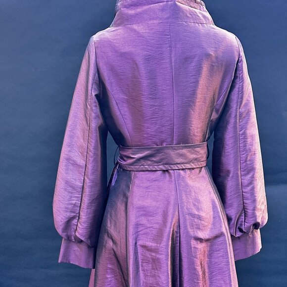 COFFEESHOP NYC Iridescent Purple Trench Coat Belted Jacket Size M - Picture 2 of 5